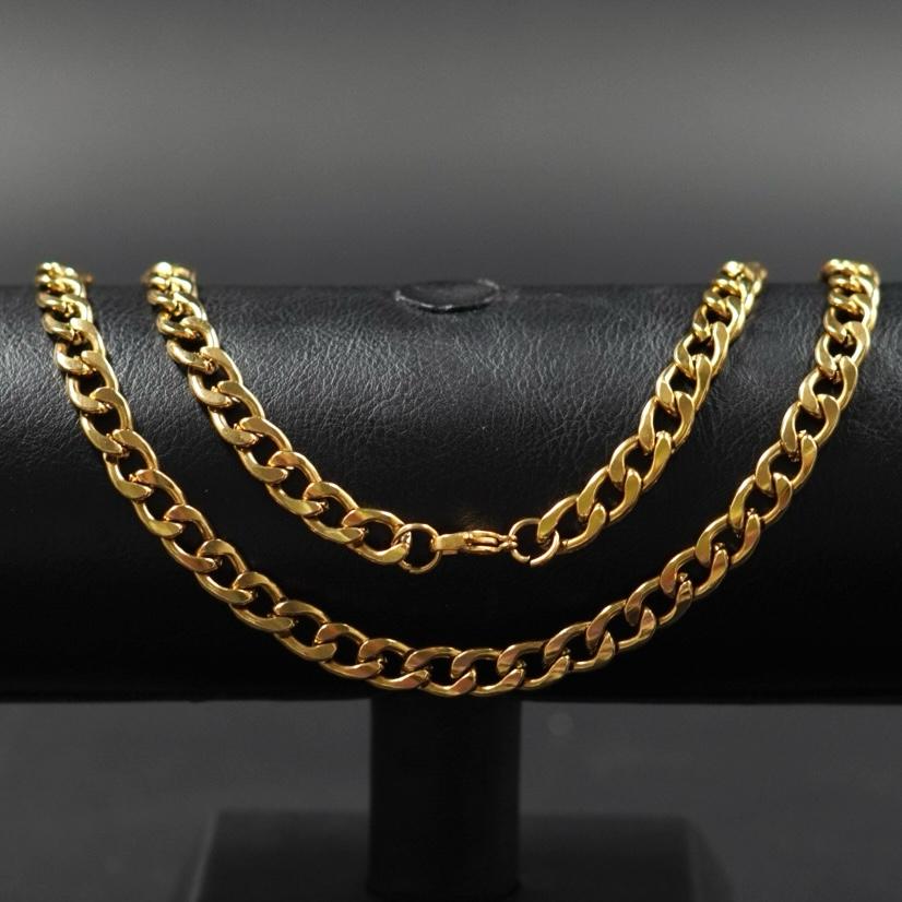 CADENA CUBANA BAÑO ORO 18K Y PLATEADA