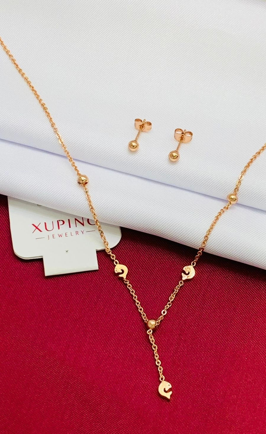 Juego Corbatín Rodio Rosado