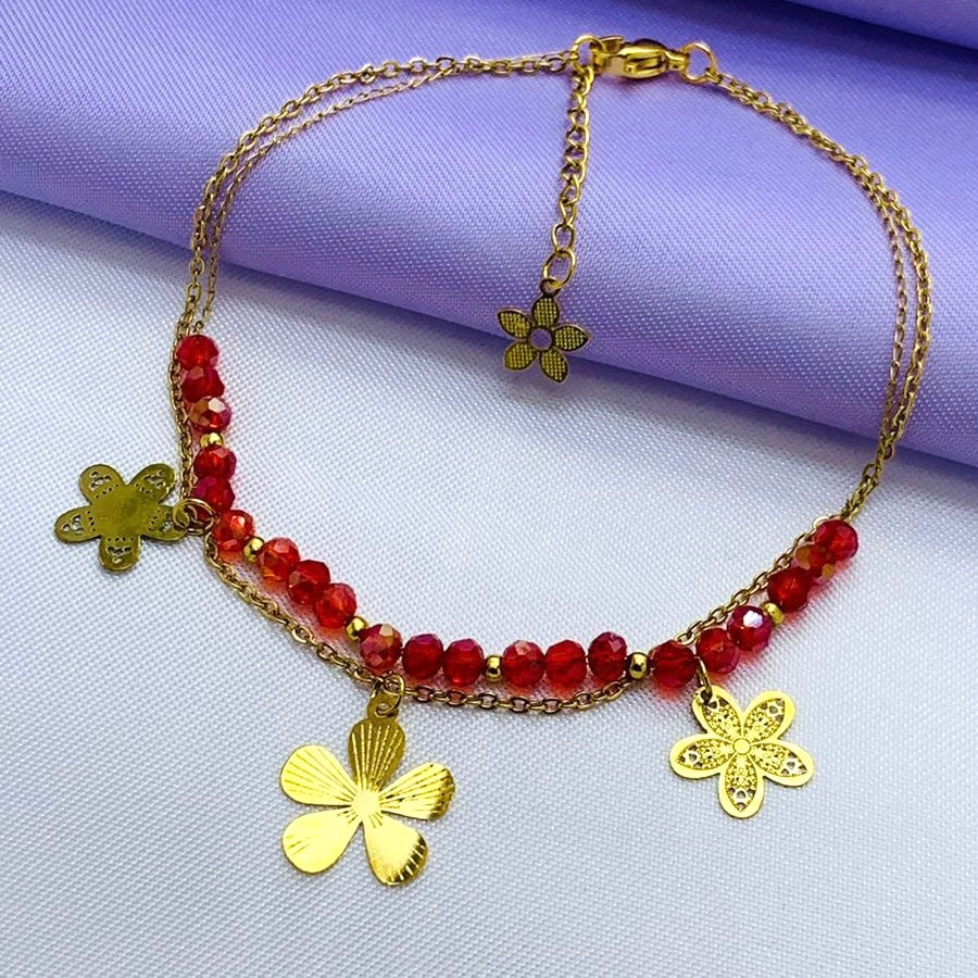 Tobillera Murano 4mm Dije Colgante