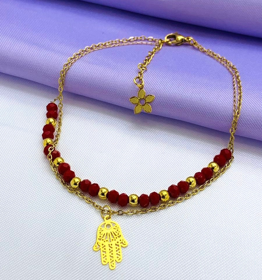 Tobillera Murano 4mm Dije Colgante