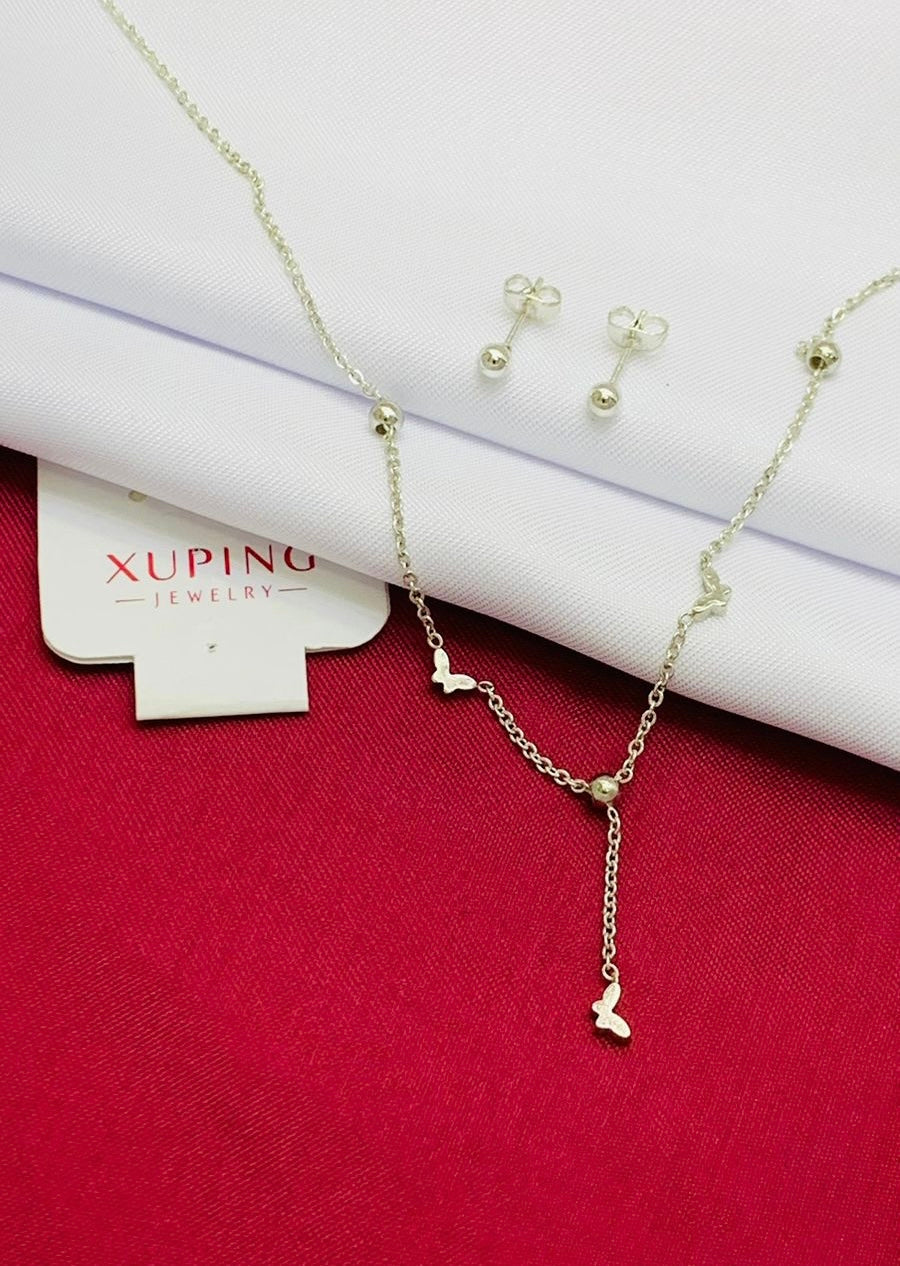 Juego Corbatín Rodio Platizado