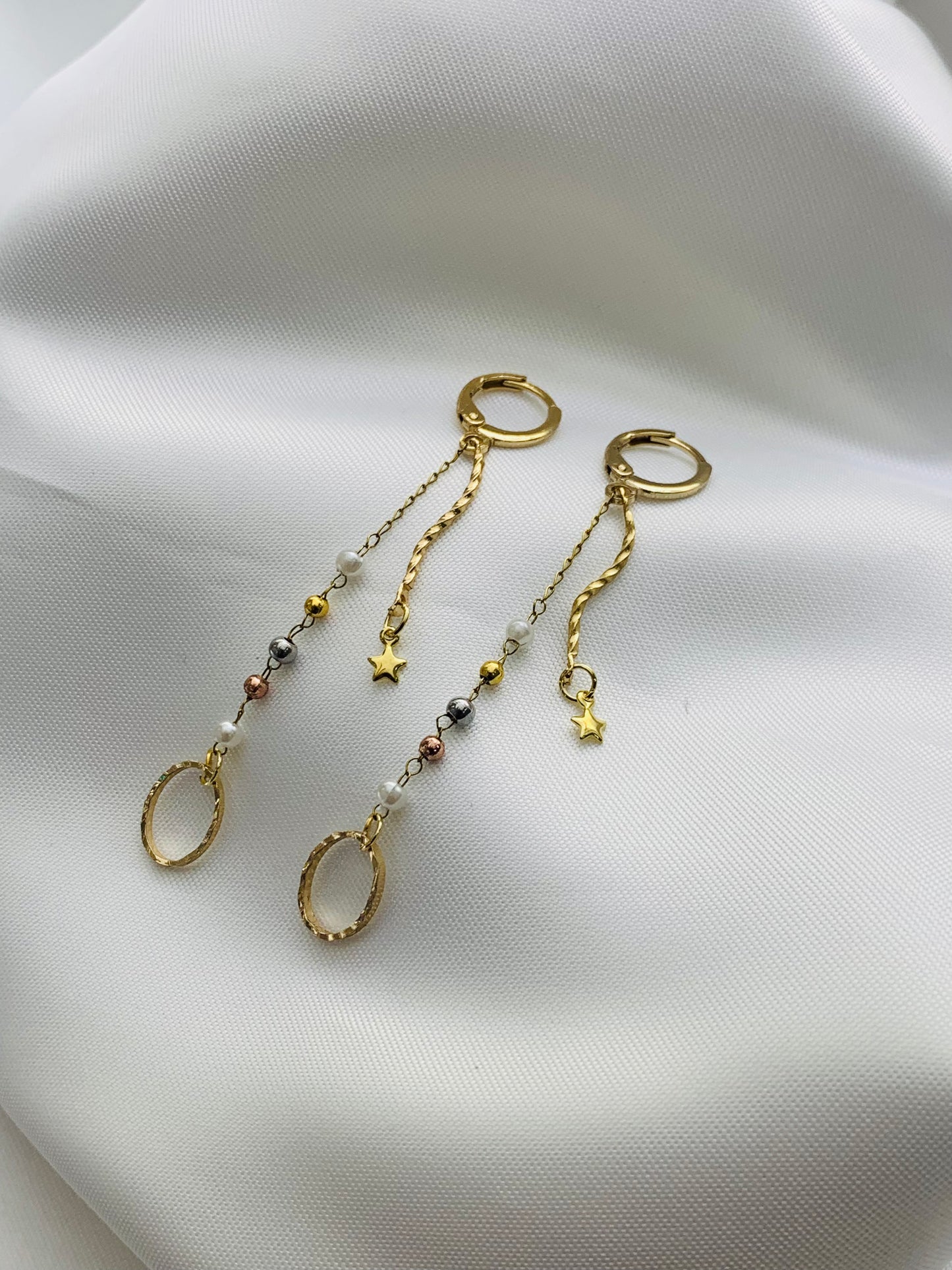 Arete Dorado Perla Tres Oros