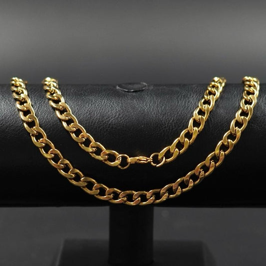 CADENA CUBANA BAÑO ORO 18K Y PLATEADA