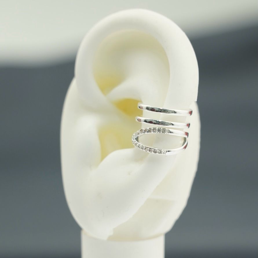 EARCUFF EQUIS RAYAS PIEDRAS DOR-PLAT-ROS