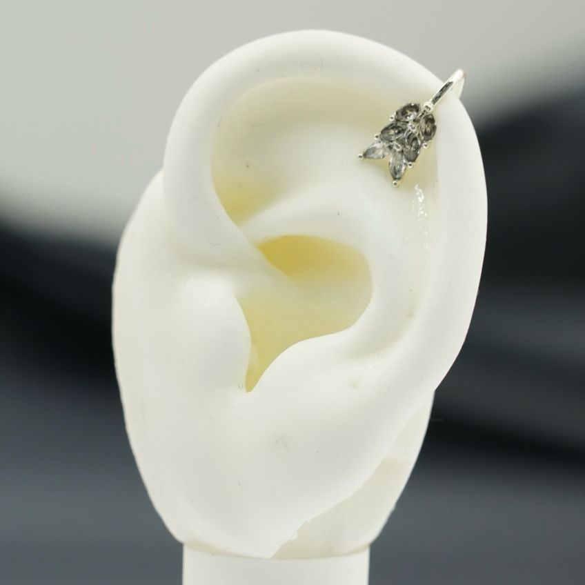 EARCUFF PIEDRA HOJITA LARGA DOR-PLATA-RO