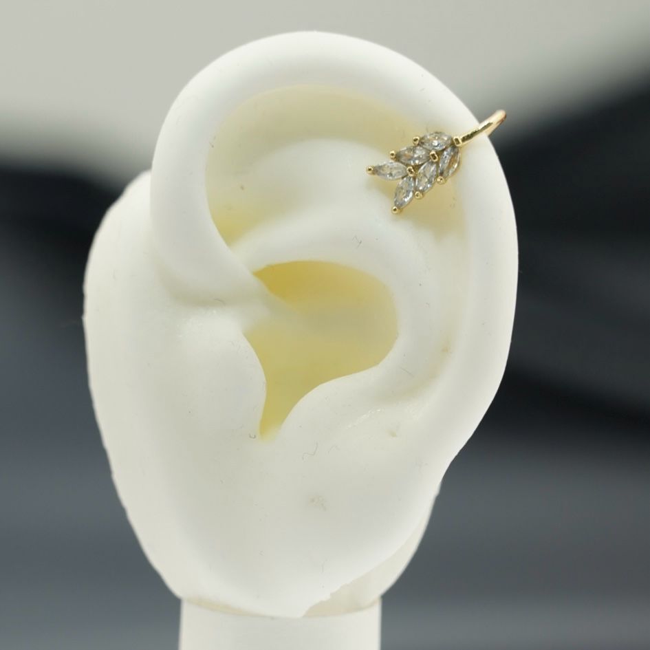 EARCUFF PIEDRA HOJITA LARGA DOR-PLATA-RO