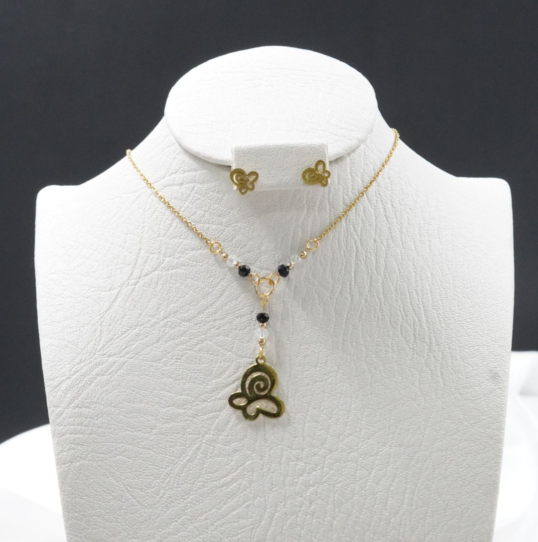 JUEGUITO CORBATIN MURANO MARIPOSA NEGRO