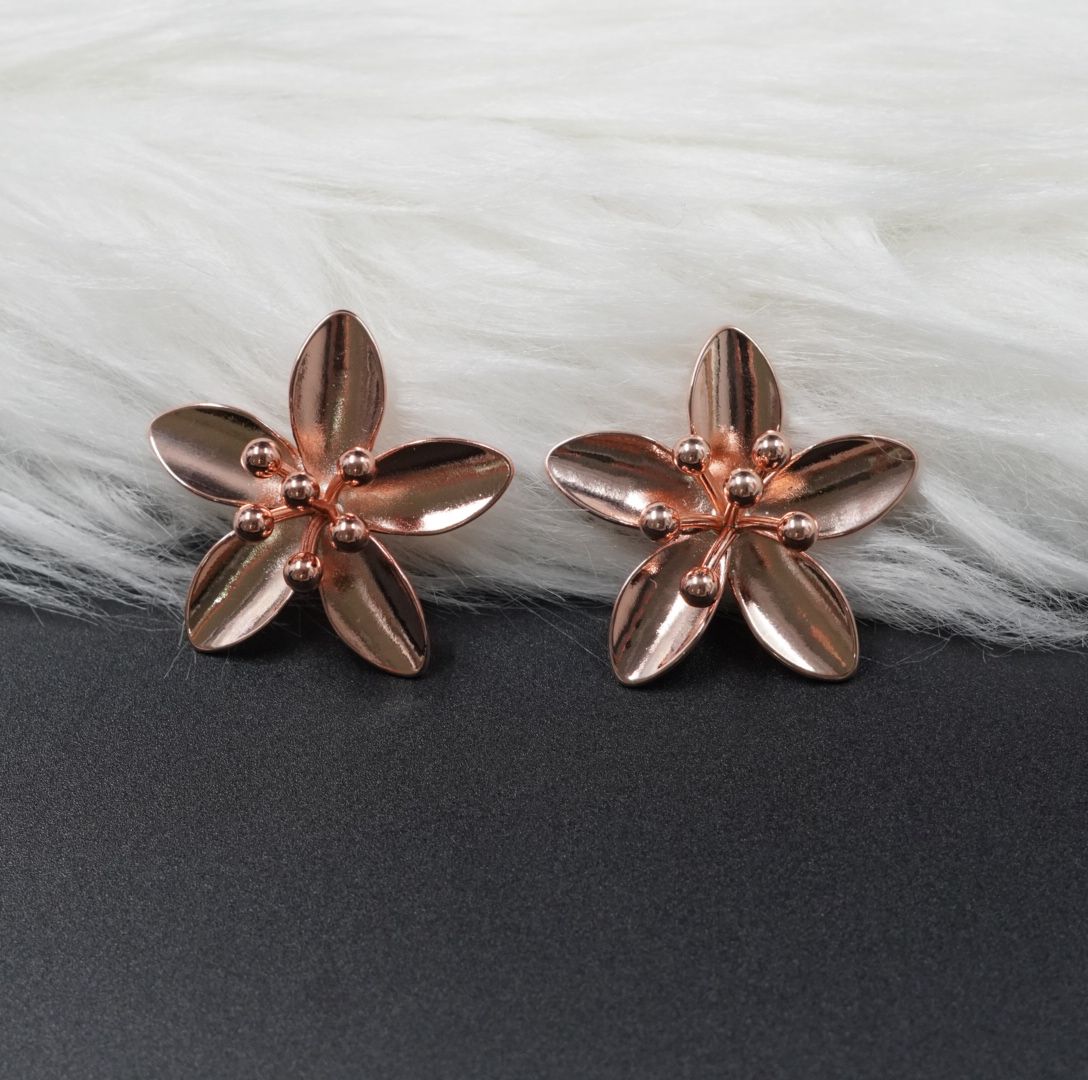 ARETE RODIO FLOR ROSADO