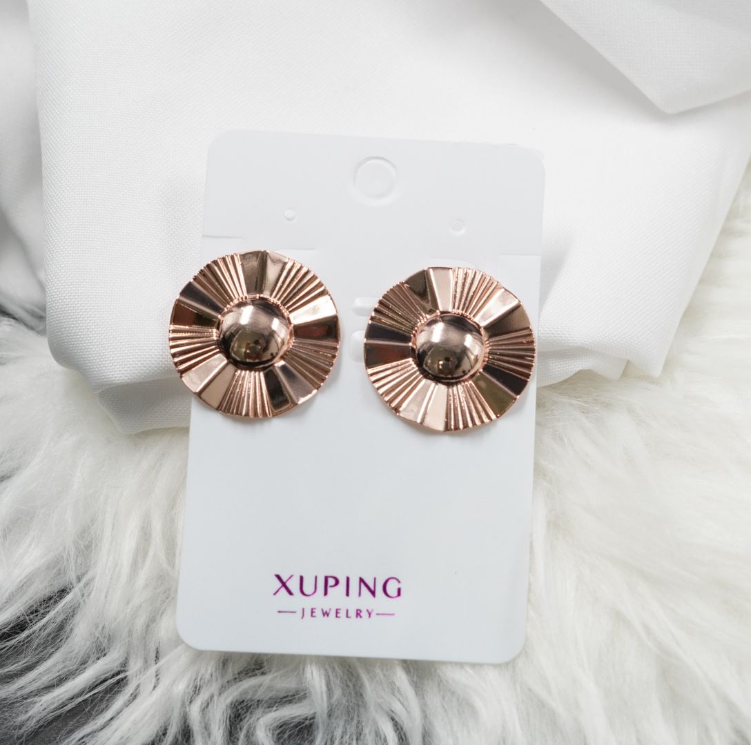 ARETE RODIO CIRCULAR TIPO FLOR ROSADO